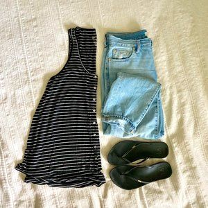 AE Soft & Sexy Striped Button Down Tank | M